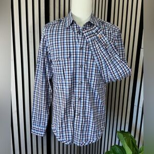 Boss Men's Shirt Orange Sharp Fit Long Sleeve Button-Up Size M 100% Cotton